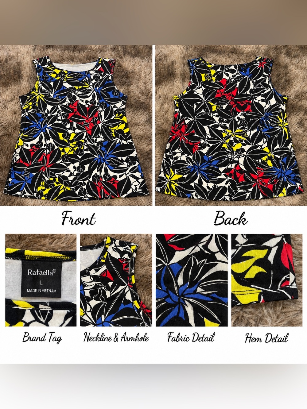 Rafaella Floral Sleeveless Top with Bold Colors